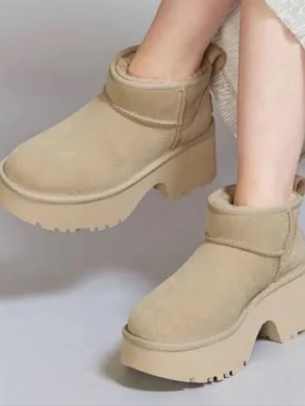 UGG Classic Ultra Mini New Heights Boots Sand- Size 10